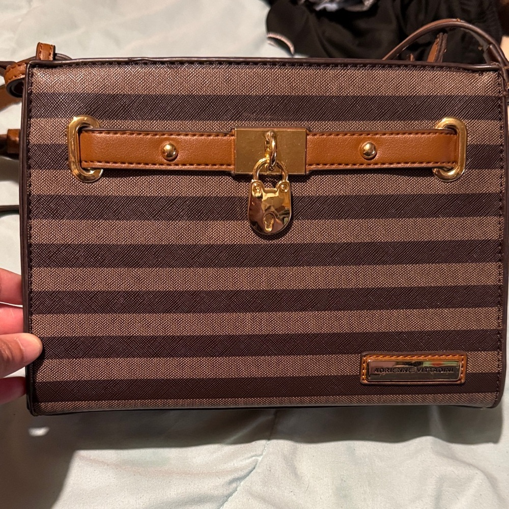 Striped Brown and Tan Crossbody